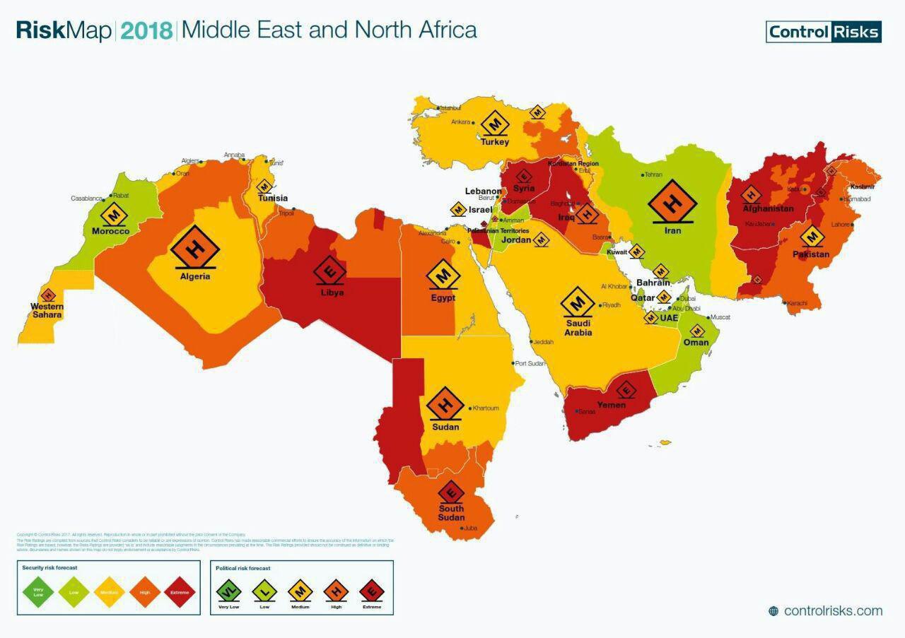 نقشه ریسک سرمایه گذاری ۲۰۱۸ خاورمیانه